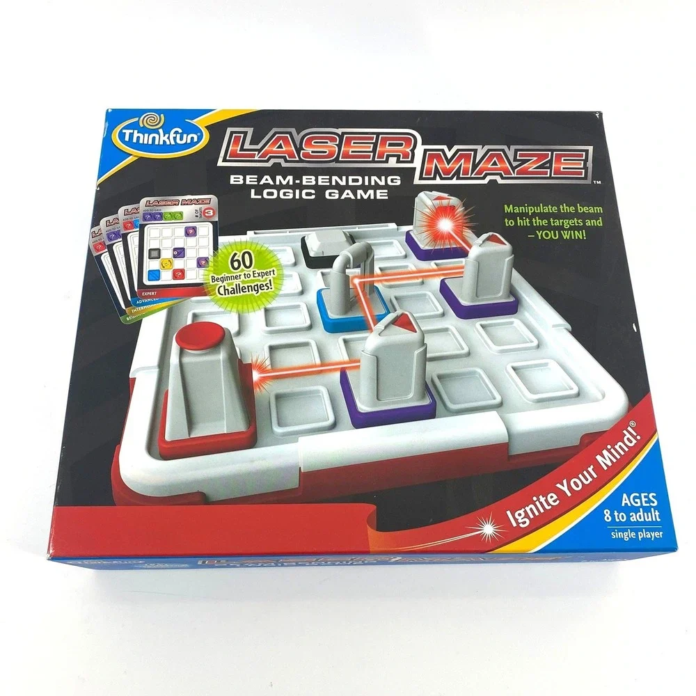 ThinkFun Laser Maze Beam Bending Logic Game 60Challenges Single Play Brainteaser